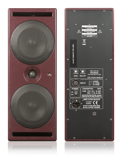 PSIA-A214_Face_Back_401W PSI Audio A214-M front and back view